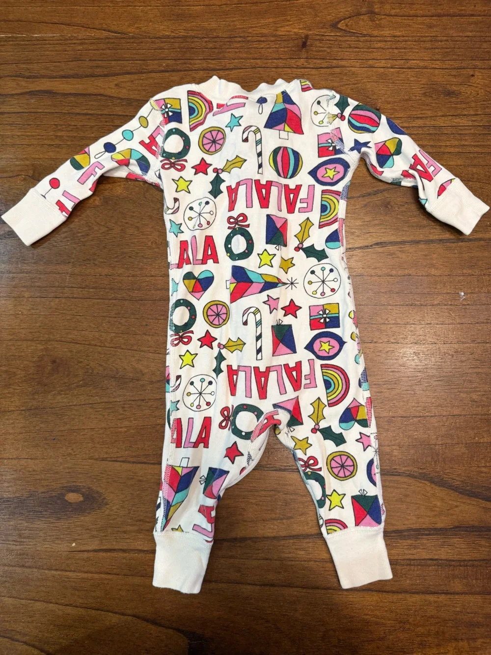 Hanna Andersson Holiday 'Fa La La' Multi-Color Kids One-Piece
